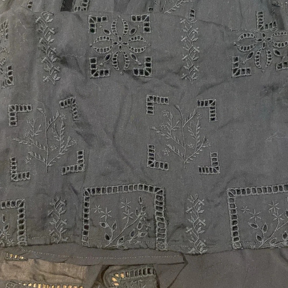 JOHNNY WAS ELLA EMBROIDERED SILK BLEND BLACK MINI DRESS SIZE L - Picture 8 of 8